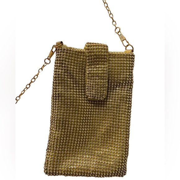 Gold Rhinestone sparkle Crossbody Pouch cell phone purse vegas NWT - Picture 2 of 5